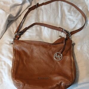 Michael Kors Brown Leather Double Strap Shoulder/Crossbody Hobo Bag